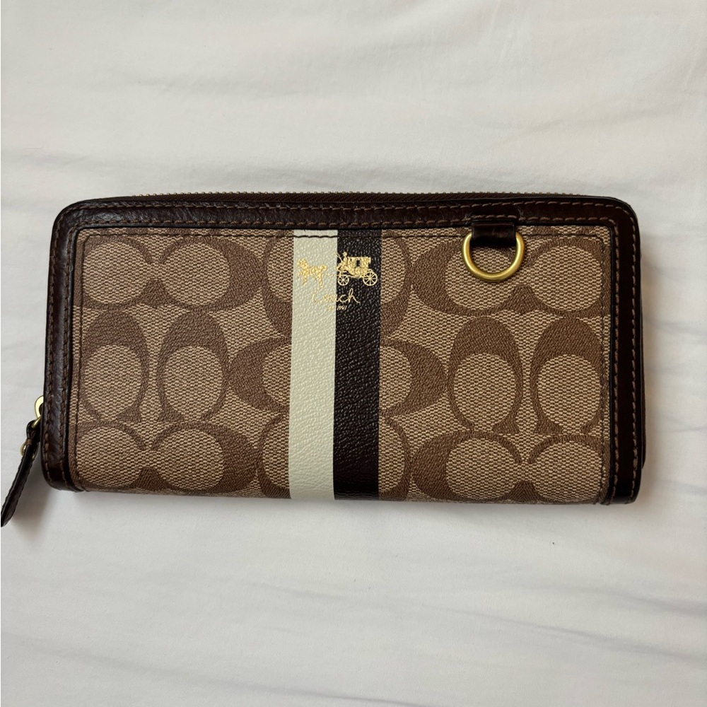 Coach Tan and Brown Signature Wallet